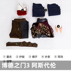 Astarion Baldurs Gate 3 Outfit Cosplay Kostuem Damen Grau Bordeaux