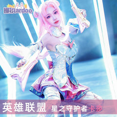 KaiSa Star Guardian Magier-Kleid Cosplay Kostuem Damen Silber Pink