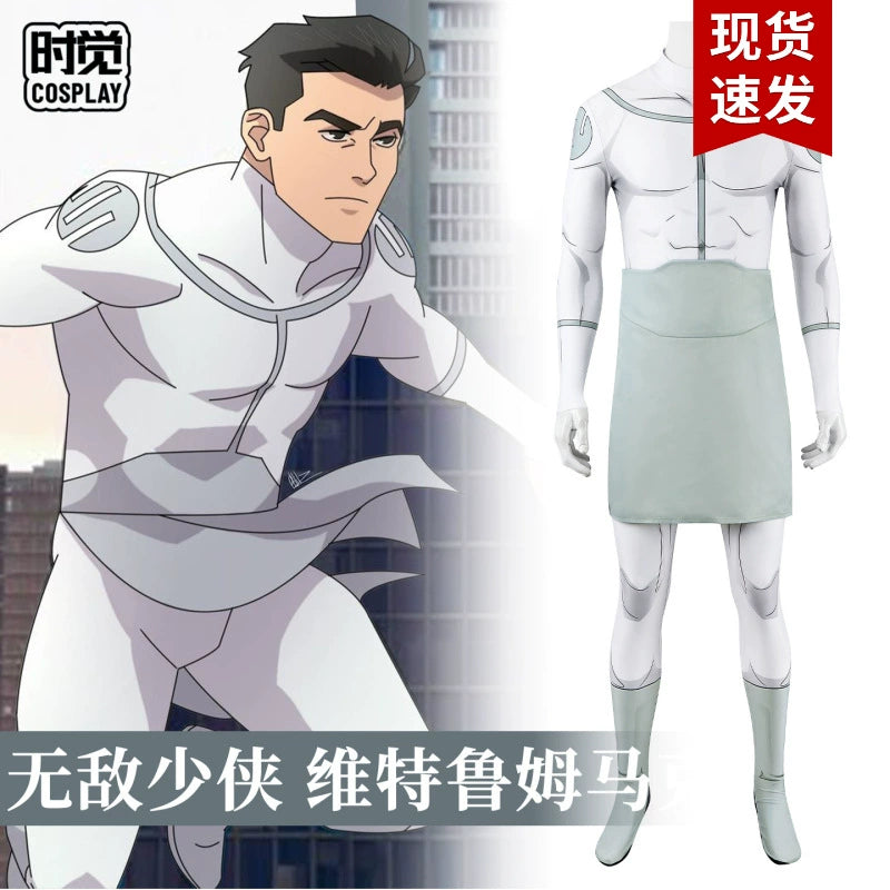 Mark Grayson Invincible Heldenanzug Cosplay Kostuem Damen Weiß