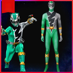 Ryusoulger Power Rangers Anzug Cosplay Kostuem Damen Gruen Gold