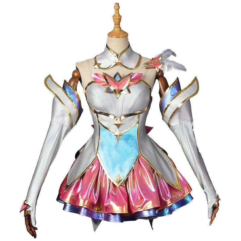 KaiSa Star Guardian Magier-Kleid Cosplay Kostuem Damen Silber Pink