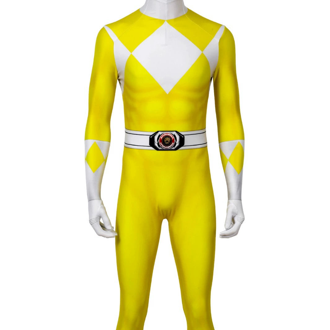 Tiger Ranger Power Rangers Anzug Cosplay Kostuem Damen Gelb Weiss