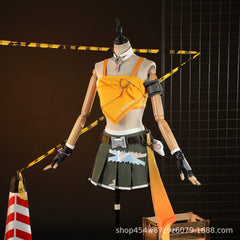 Mercy Overwatch Outfit Cosplay Kostuem Damen Orange Gruen