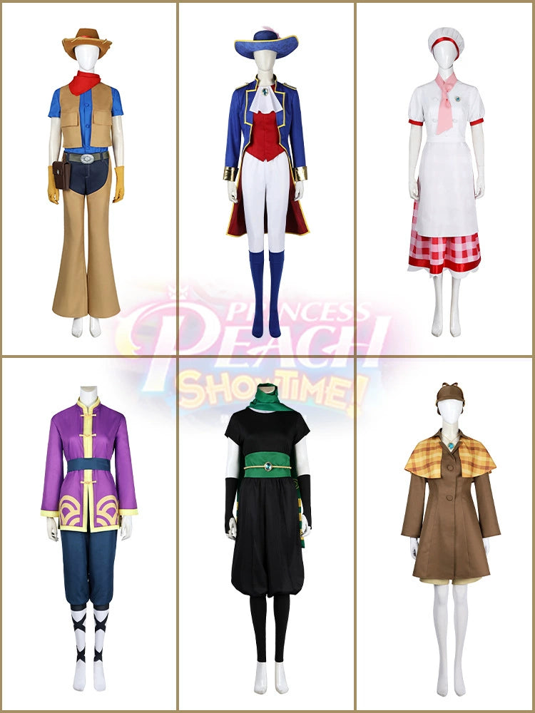 Princess Peach Super Mario Prinzessinnenkleid Cosplay Kostuem Damen Blau