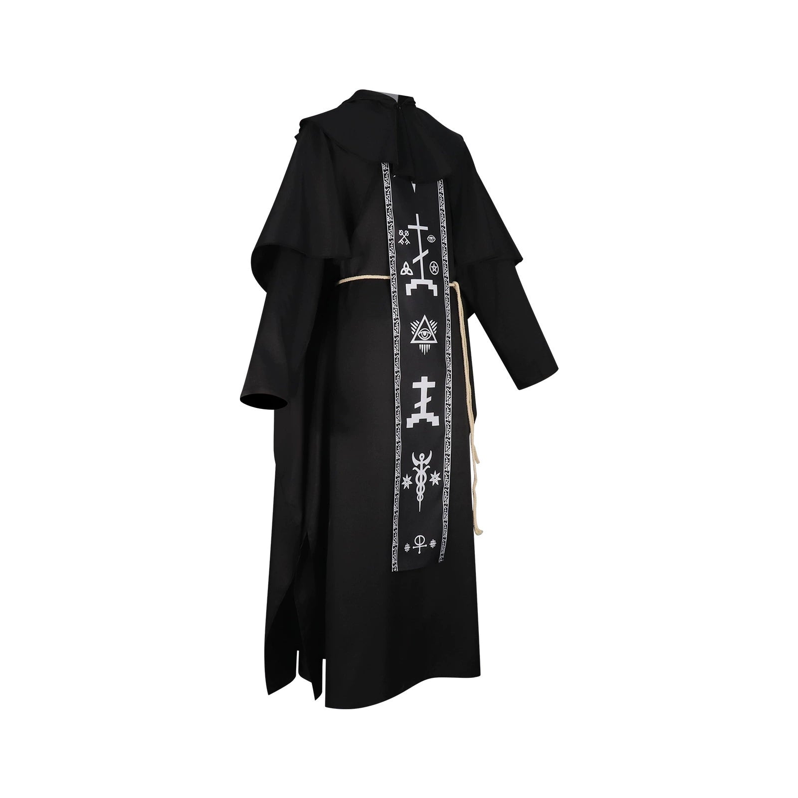 Dark Priest Halloween & Mittelalter Schwarze Kutte Cosplay Kostuem Damen