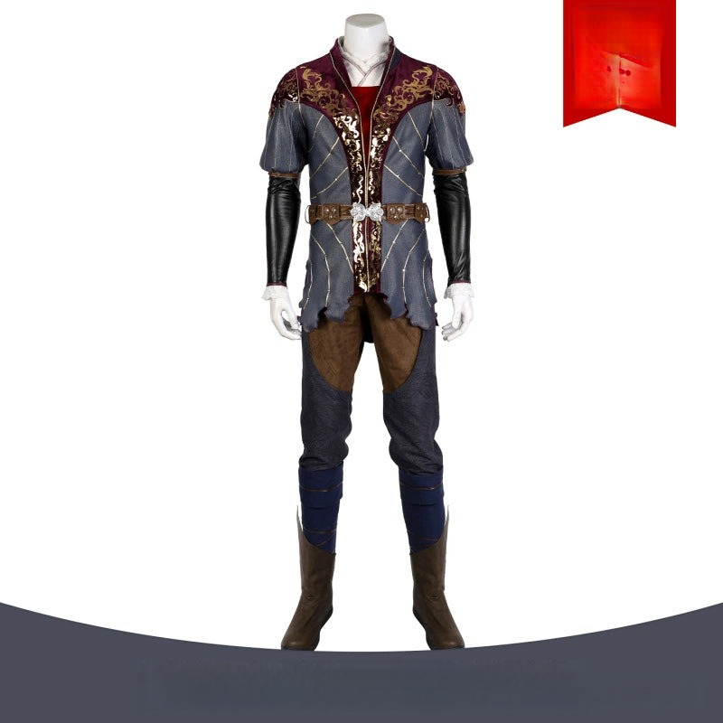 Astarion Baldurs Gate 3 Outfit Cosplay Kostuem Damen Grau Bordeaux