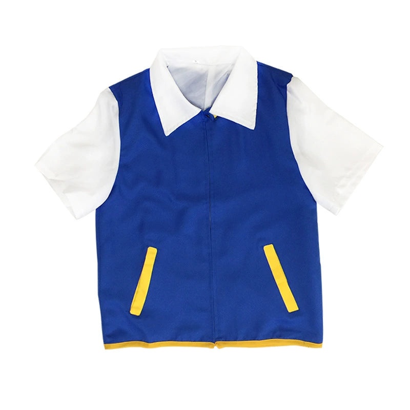 Ash Ketchum Pokémon Blaue Jacke Set Cosplay Kostuem Damen