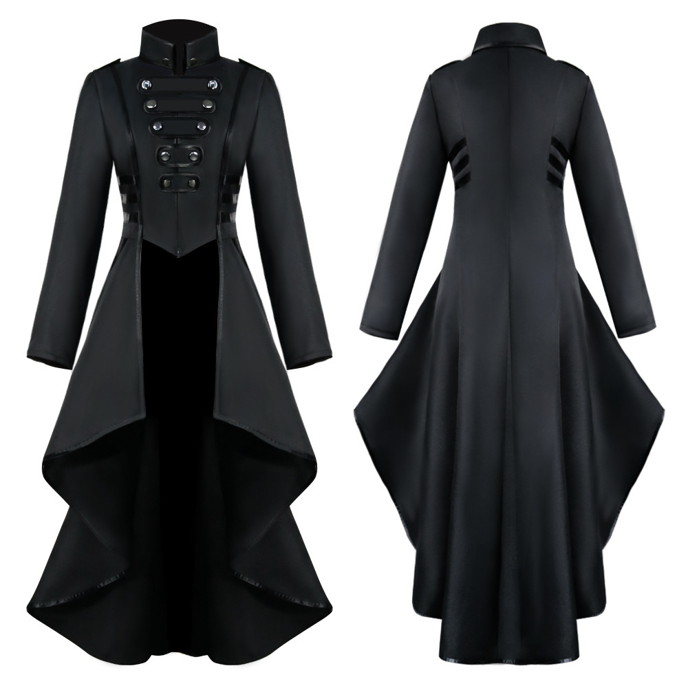 Damen Frackjacke – asymmetrischer Gothic Mantel für Halloween, DAMEN