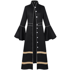 Dunkles Maxi-Robe – Gothic Langarmkleid mit Kapuze für Halloween, DAMEN