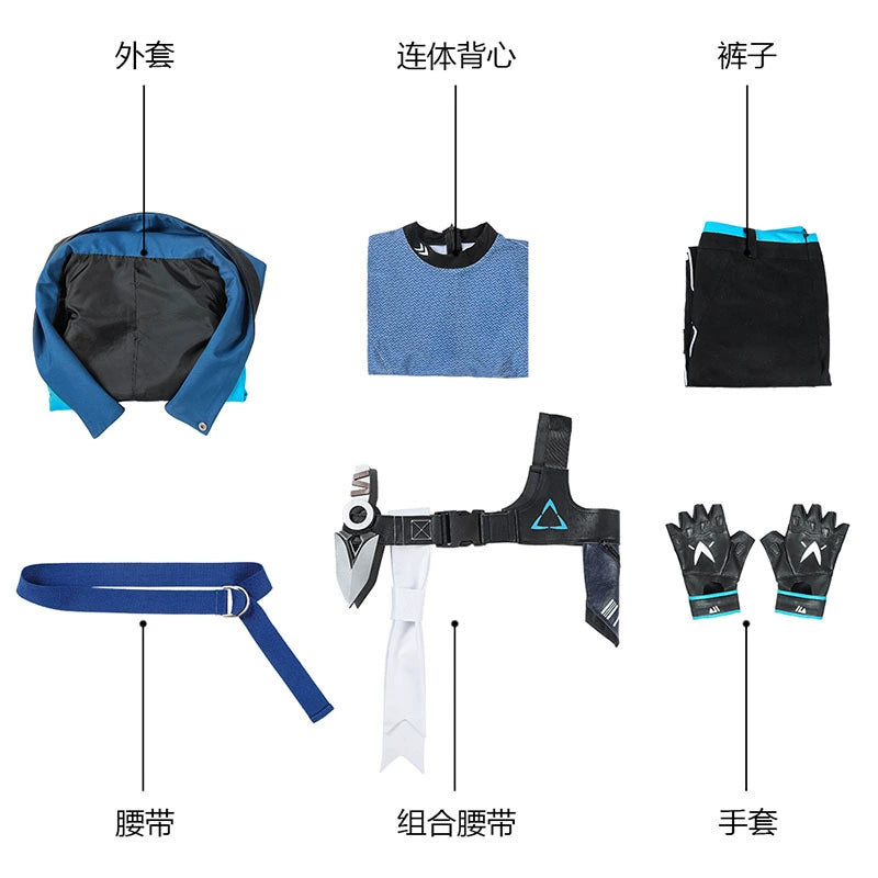 Jett Valorant Anzug Cosplay Kostuem Damen Hellblau