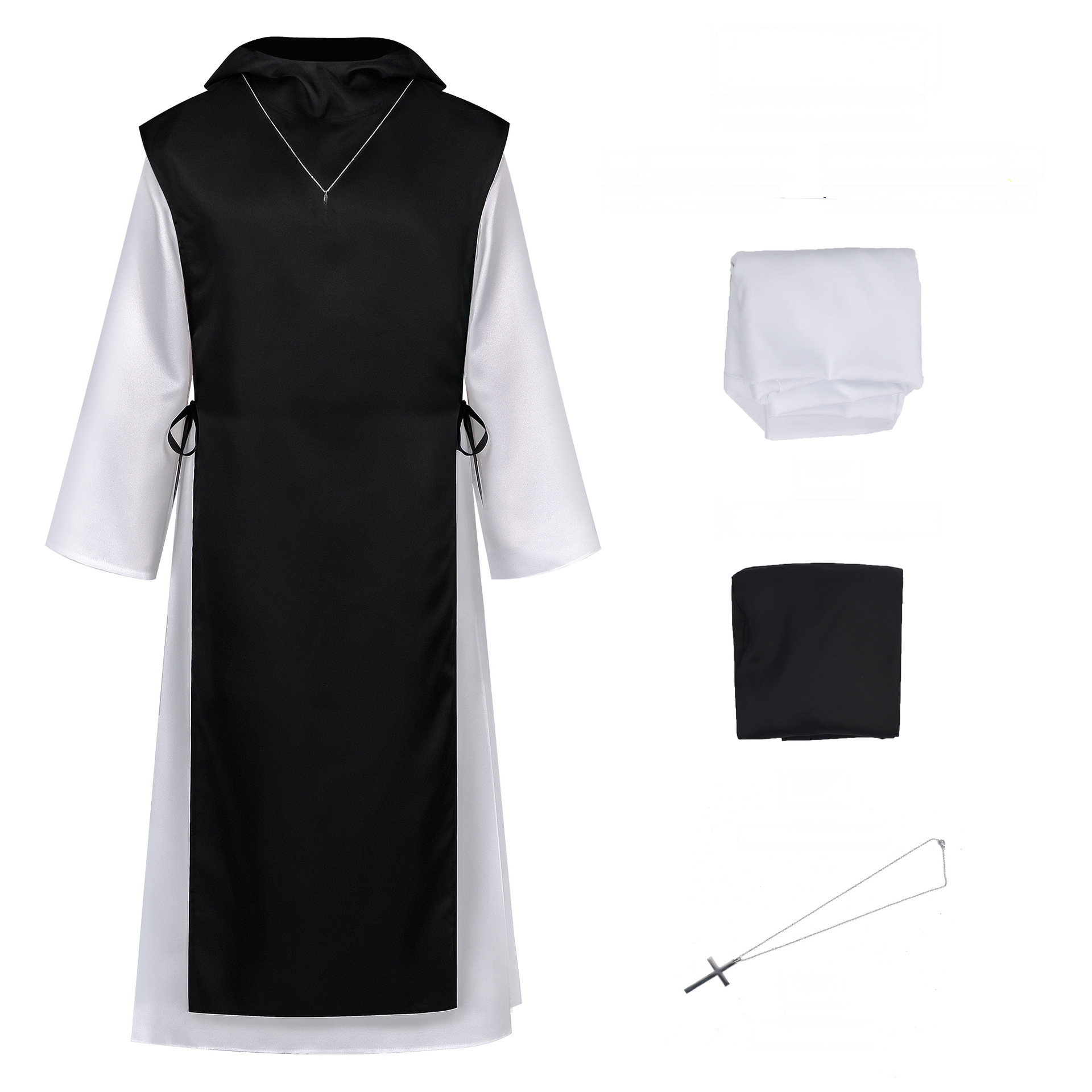 Mönchsrobe – Kapuzenkleid mit Gürtel & Kette, UNISEX