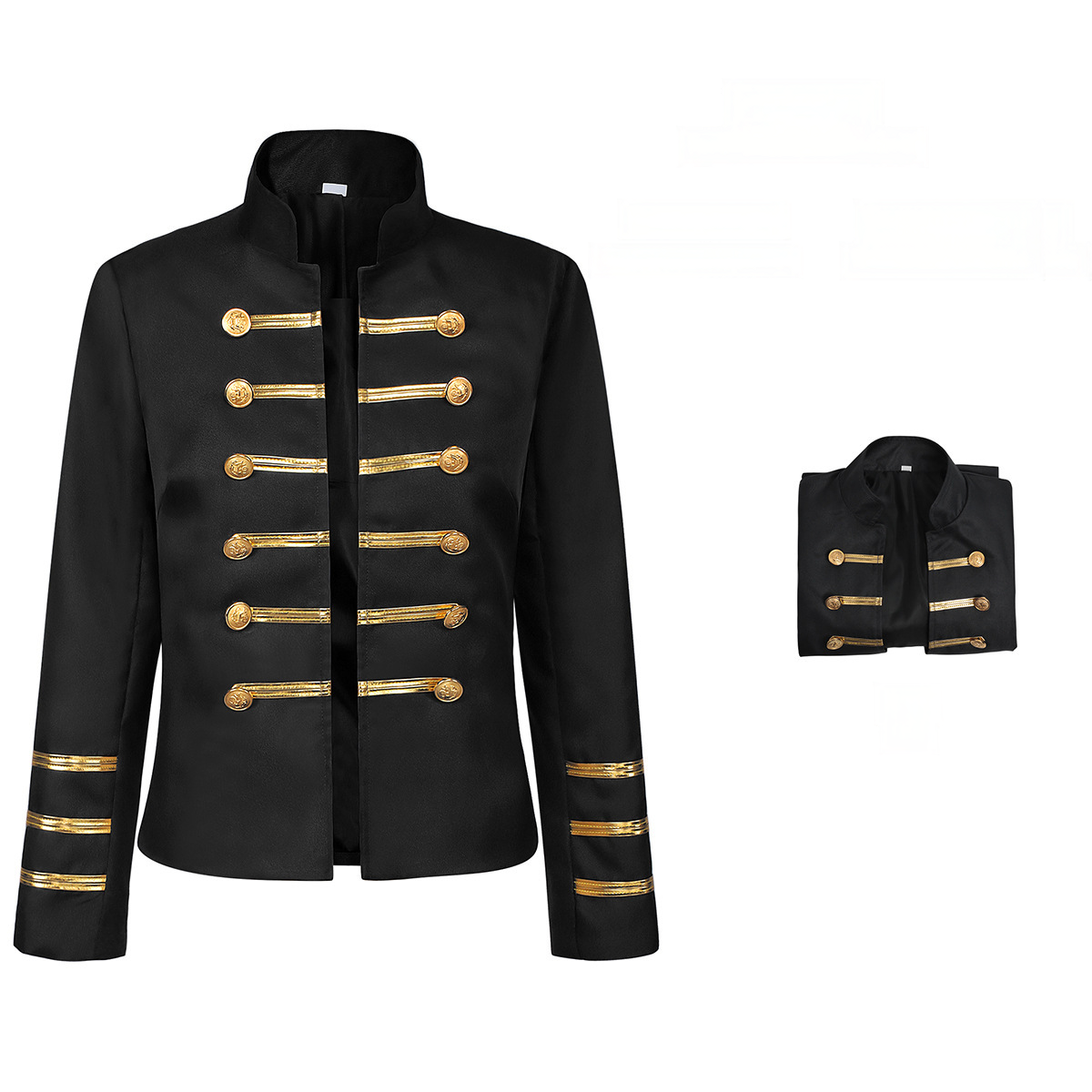 Militär-Bandjacke mit Goldknöpfen – viktorianischer Doublet Mantel für Bühne & Karneval, DAMEN