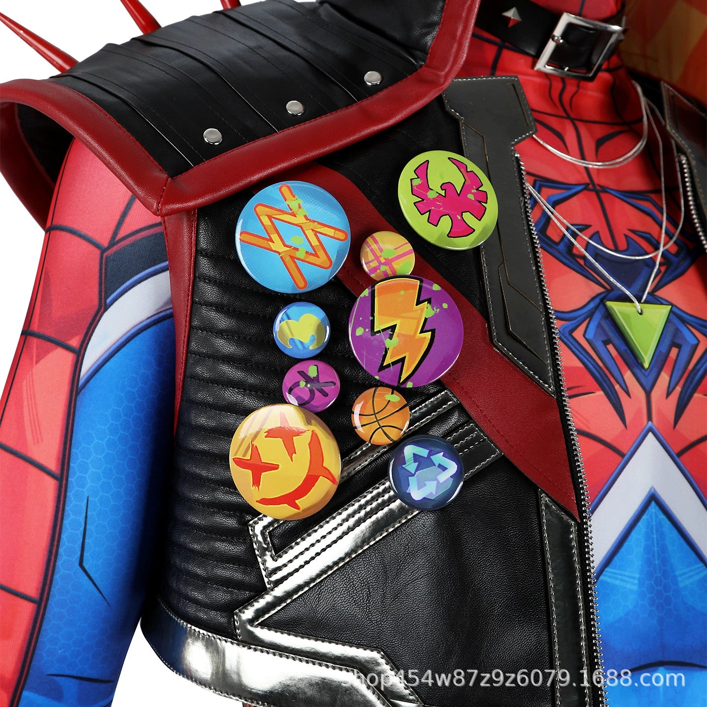 Spider-Punk Marvel Rivals Anzug Cosplay Kostuem Damen Rot Blau