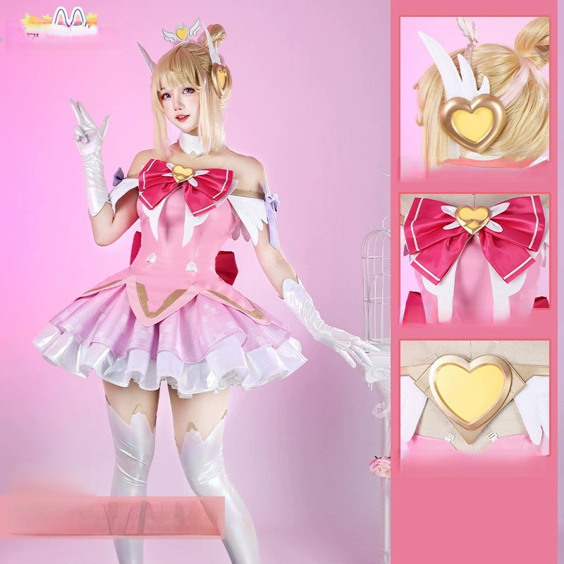 Juno Magical Girl Overwatch Magical-Girl-Kleid Cosplay Kostuem Damen Rosa