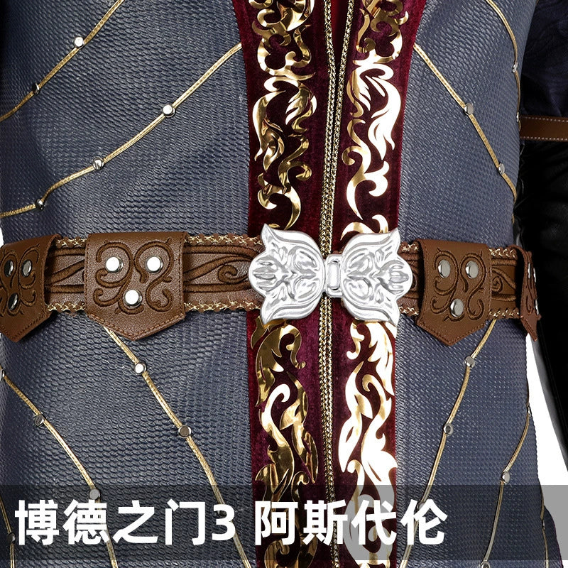 Astarion Baldurs Gate 3 Outfit Cosplay Kostuem Damen Grau Bordeaux