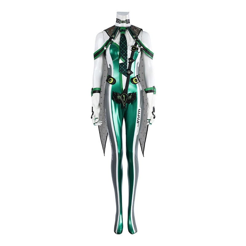 Eve Stellar Blade Overall Cosplay Kostuem Damen Gruen Grau