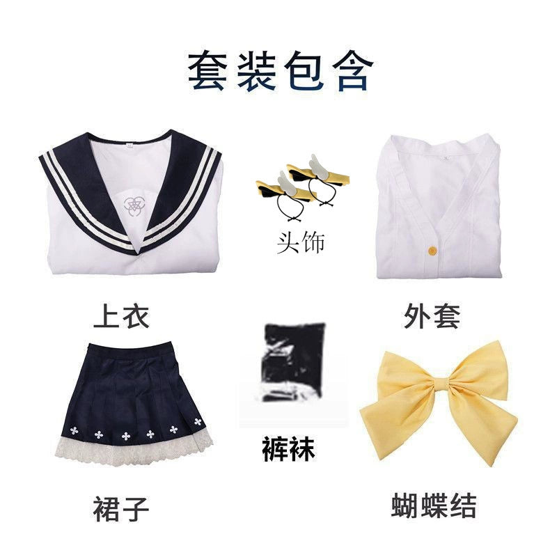 Hifumi Blue Archive Matrosen-Uniform Cosplay Kostuem Damen Blau Weiß