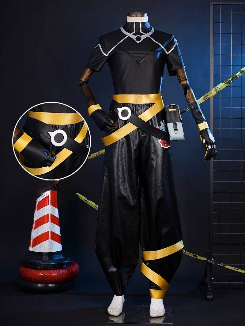 Ezreal League of Legends Buehnen-Outfit Cosplay Kostuem Damen Schwarz Gold