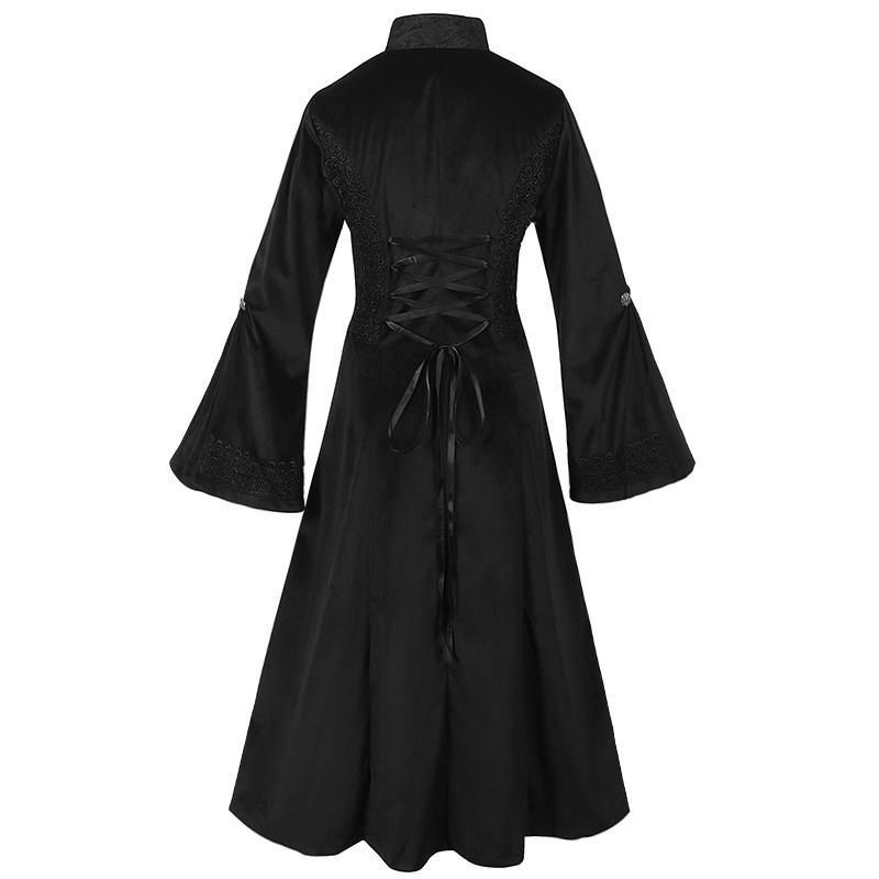 Gothic-Mantel DAMEN – Spitzentaschen mit Kragen, lang