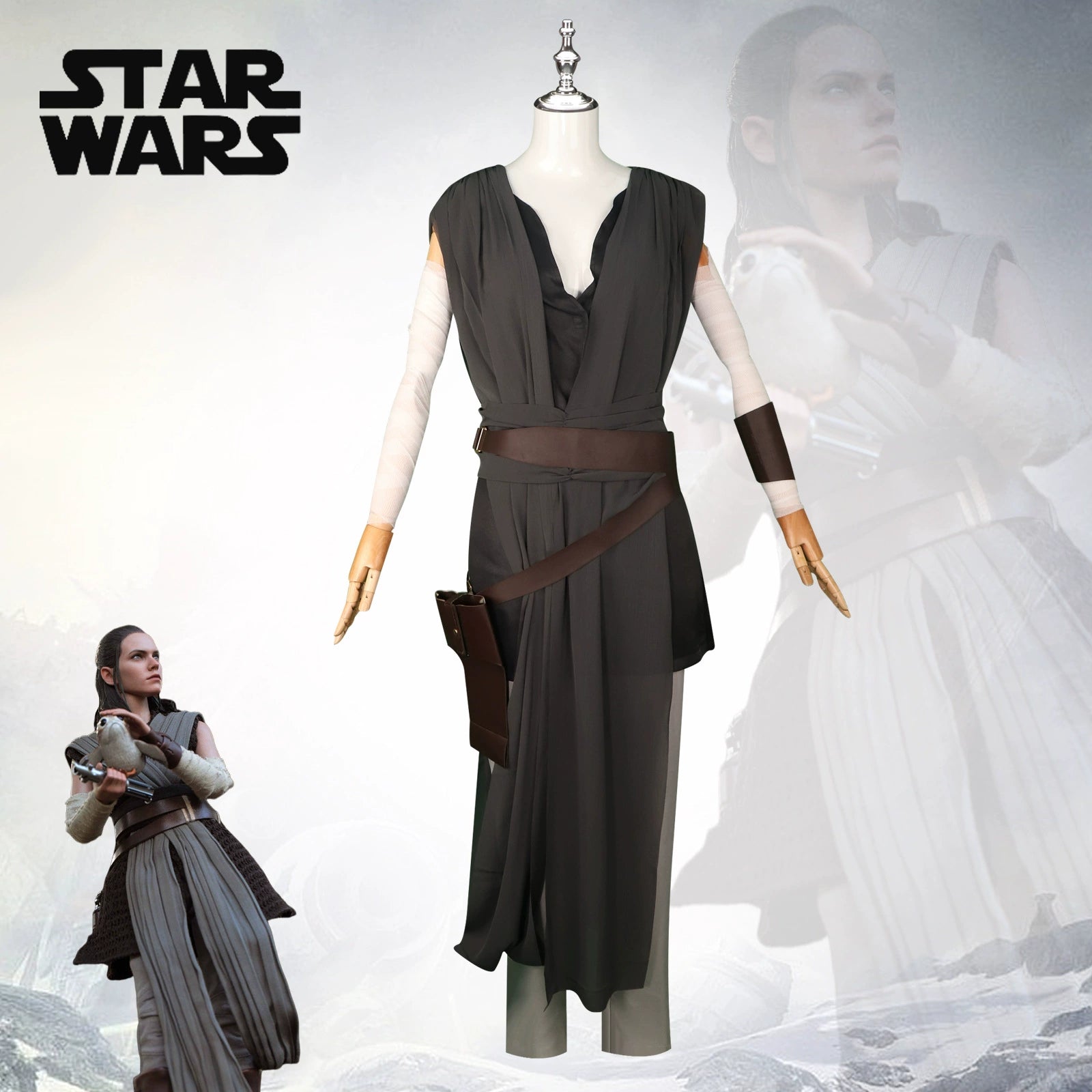 Rey Skywalker Star Wars Wuesten Outfit Set Cosplay Kostuem Damen