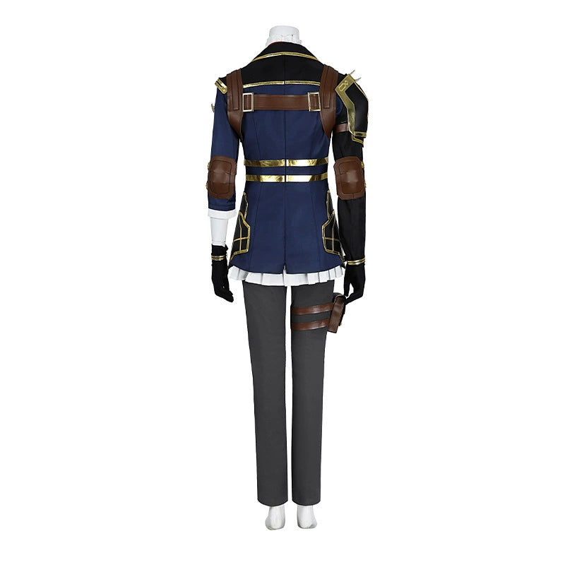 Caitlyn League of Legends Uniform Cosplay Kostuem Damen Blau Gold