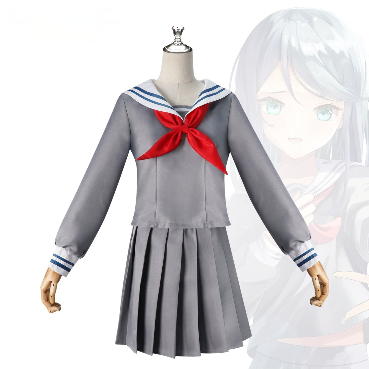 Hoshino Ichika Project Sekai Matrosen-Uniform Cosplay Kostuem Damen Blau Weiß