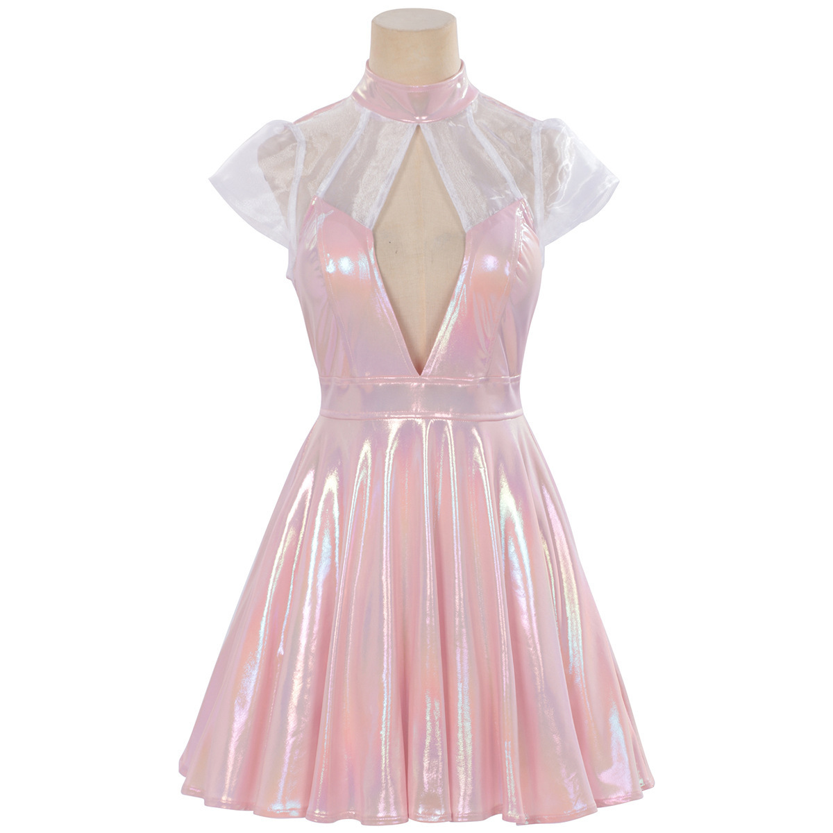 Alien-Laserkleid – metallischer Folienlook für Space-Party, DAMEN