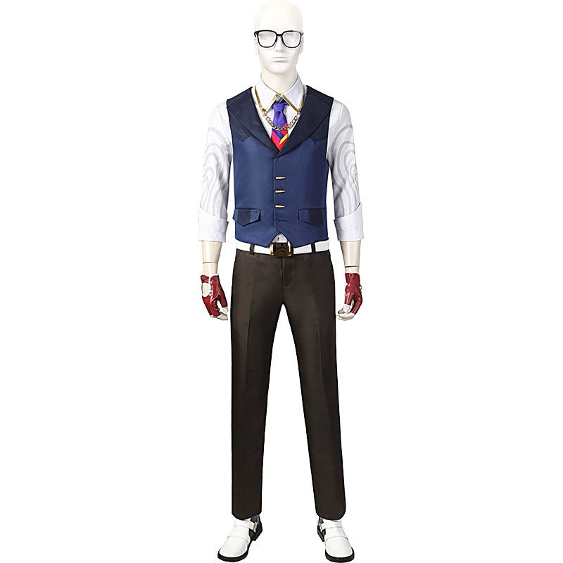 Chamber Valorant Anzug Cosplay Kostuem Damen Blau Weiss