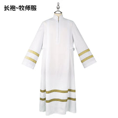 Priest Halloween & Mittelalter Weisse Priestertalar Cosplay Kostuem Damen