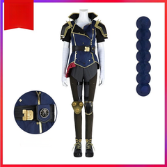 Vi League of Legends Anzug Cosplay Kostuem Damen Dunkelblau Gold