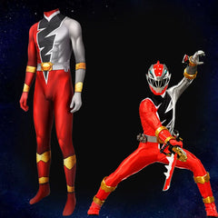 Ryusoulger Red Power Rangers Anzug Cosplay Kostuem Damen Rot