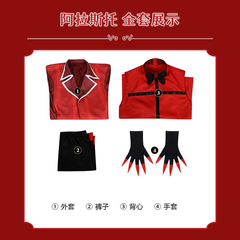 Alastor Hazbin Hotel Anzug-Set Cosplay Kostuem Damen Rot