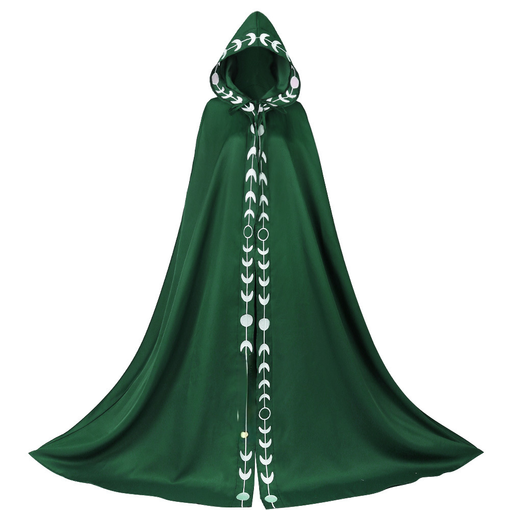 Druck-Kapuzenumhang – Fantasy-Cape mit Muster für Renaissance & Halloween