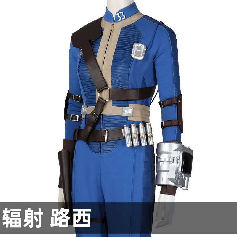 Lucy Fallout Overall Protektoren Cosplay Kostuem Damen Blau
