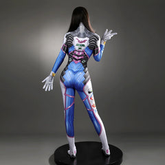 D.Va Overwatch Overall Cosplay Kostuem Damen Blau Weiss