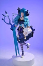 Gwen League of Legends Lolita-Kleid Cosplay Kostuem Damen Blau