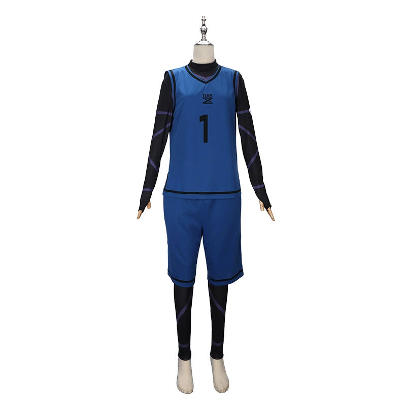 Michael Kaiser Blue Lock Trikot-Set Cosplay Kostuem Damen Weiß Rot
