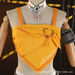 Mercy Overwatch Outfit Cosplay Kostuem Damen Orange Gruen