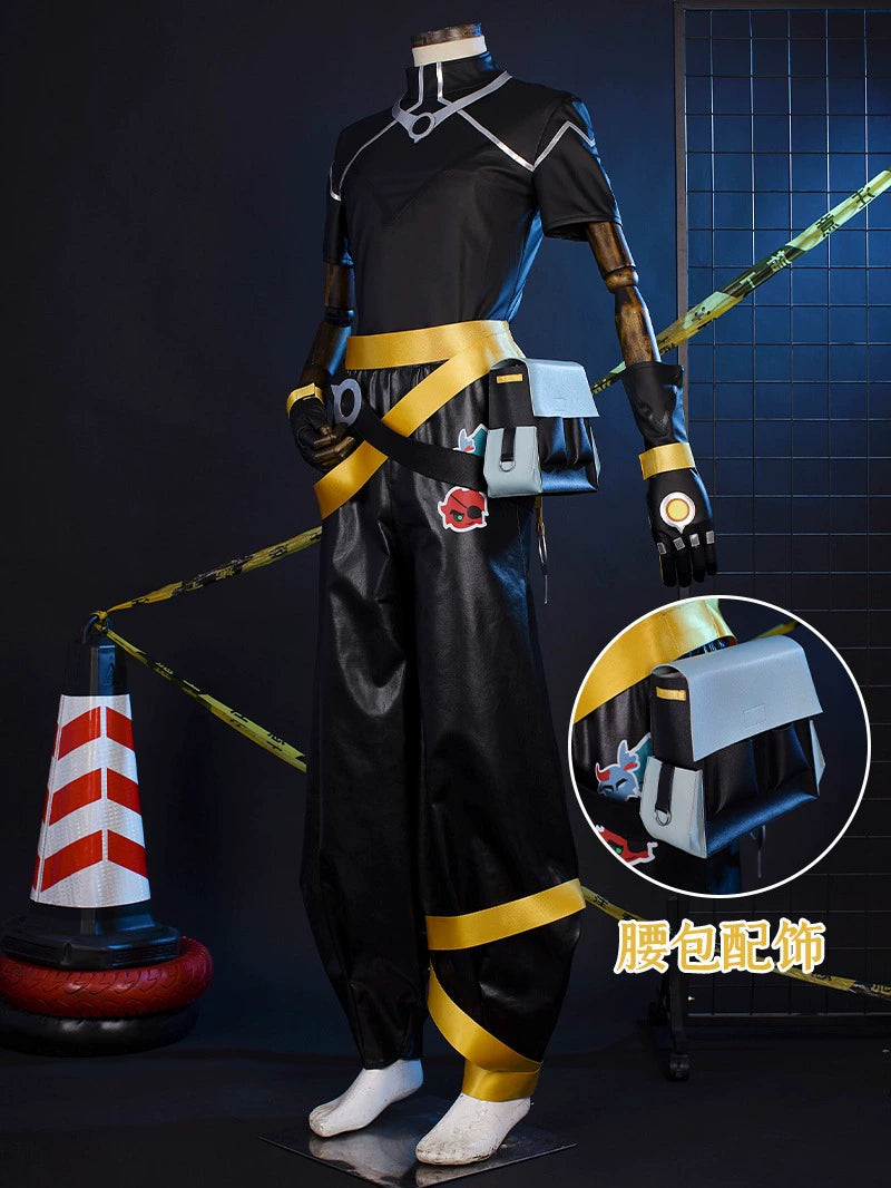 Ezreal League of Legends Buehnen-Outfit Cosplay Kostuem Damen Schwarz Gold