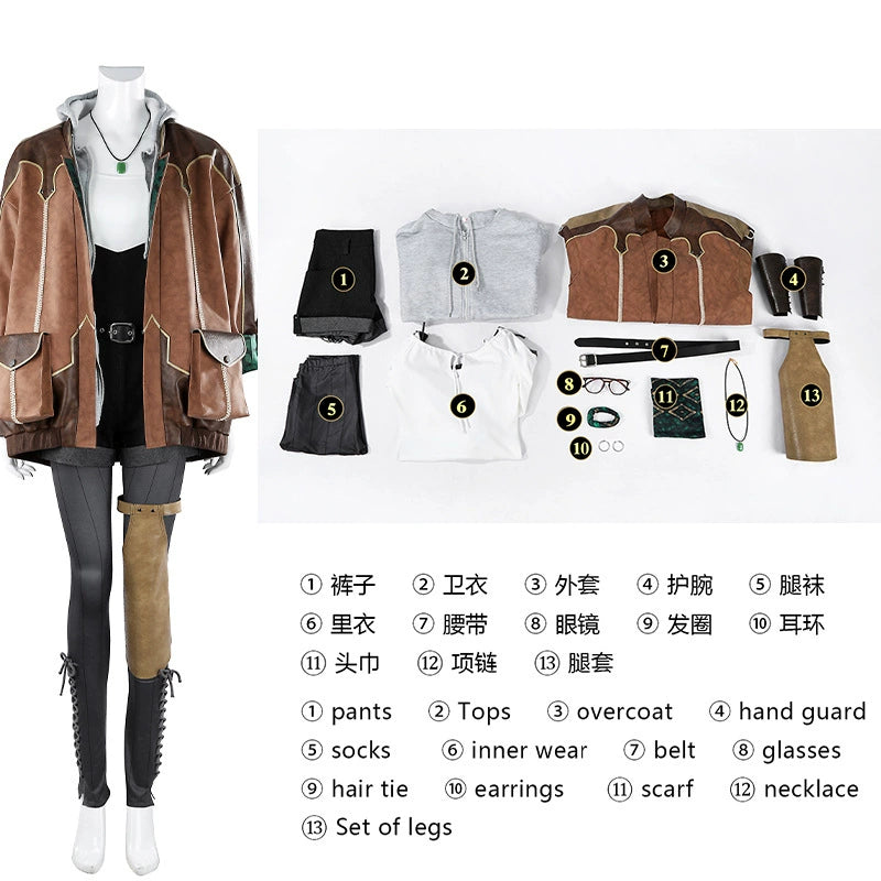 Alma Monster Hunter Wilds Outfit Cosplay Kostuem Damen Braun Gruen