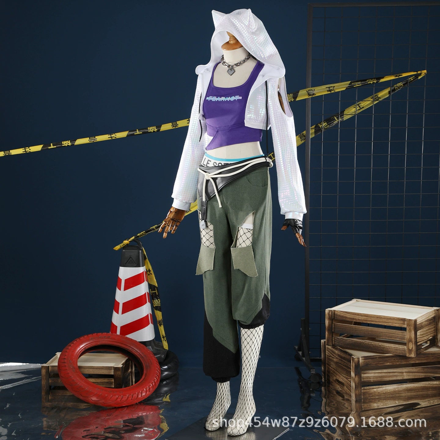 Ashe Overwatch Hoodie Kostuem Cosplay Damen Weiss Gruen