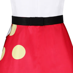 Niffty Hazbin Hotel Dienstmädchen-Kleid Cosplay Kostuem Damen Weiss Rot