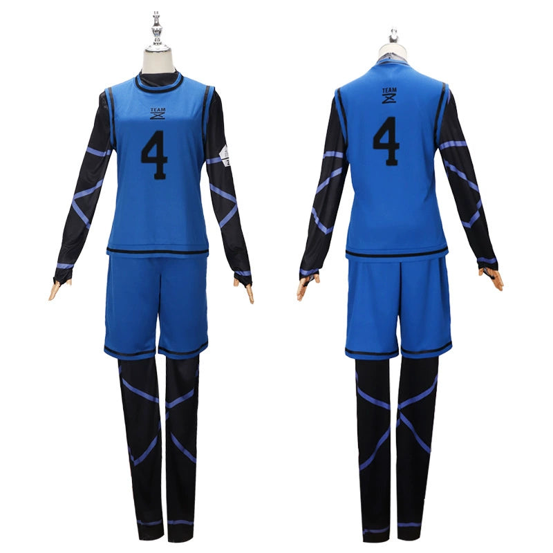 Michael Kaiser Blue Lock Trikot-Set Cosplay Kostuem Damen Weiß Rot