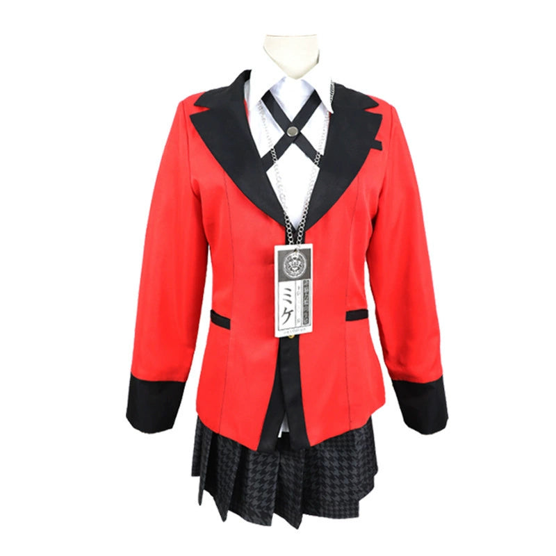 Yumeko Jabami Kakegurui Rote Schuluniform Cosplay Kostuem Damen