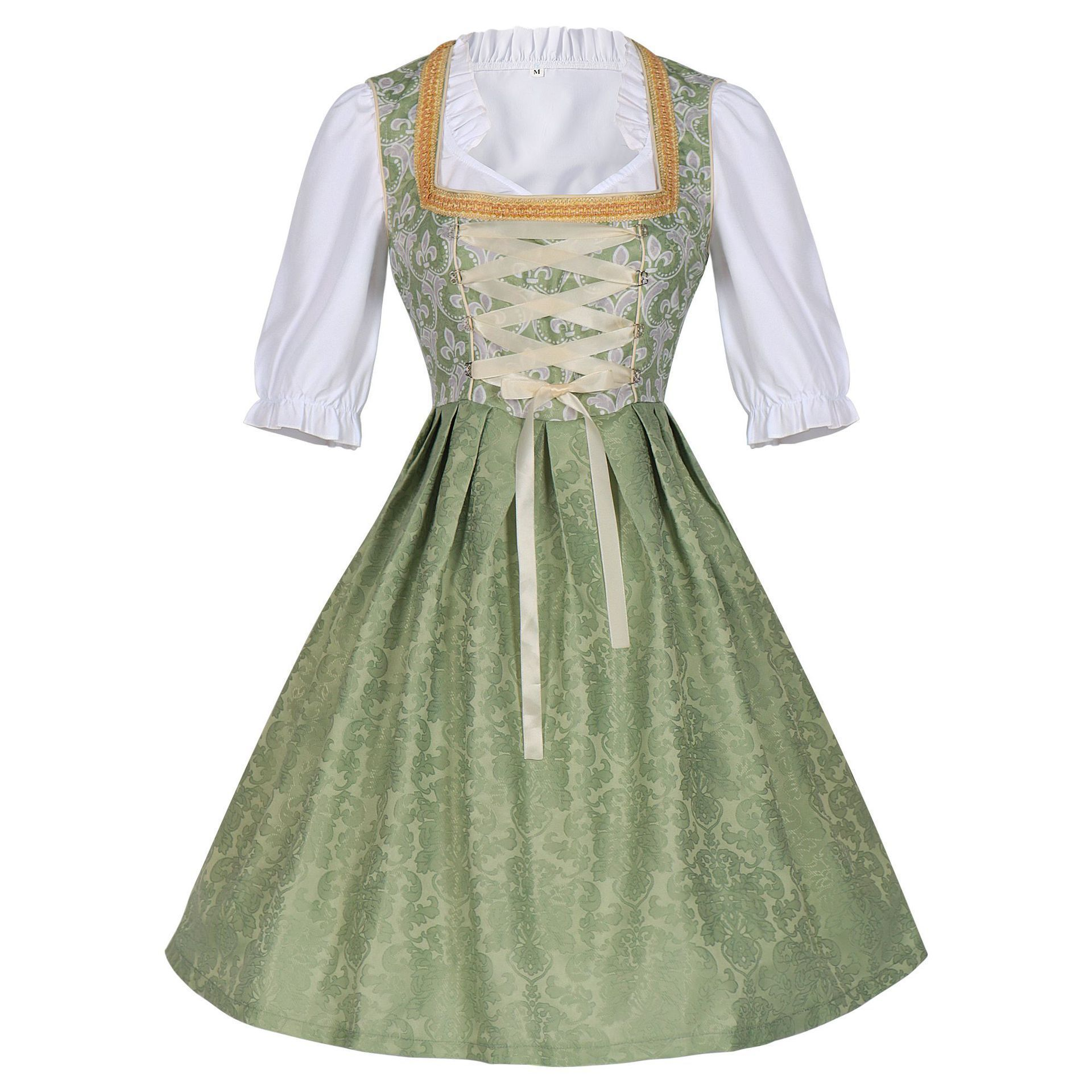München Jacquard-Dirndl – edles Bierfest Trachtenkleid mit Spitze, DAMEN