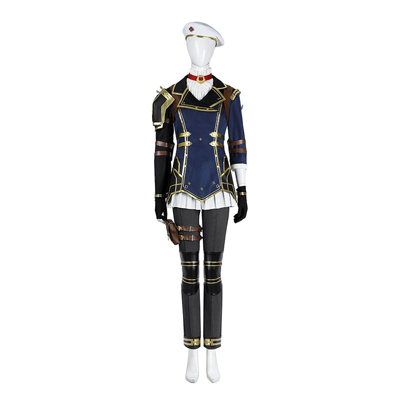 Caitlyn League of Legends Uniform Cosplay Kostuem Damen Blau Gold