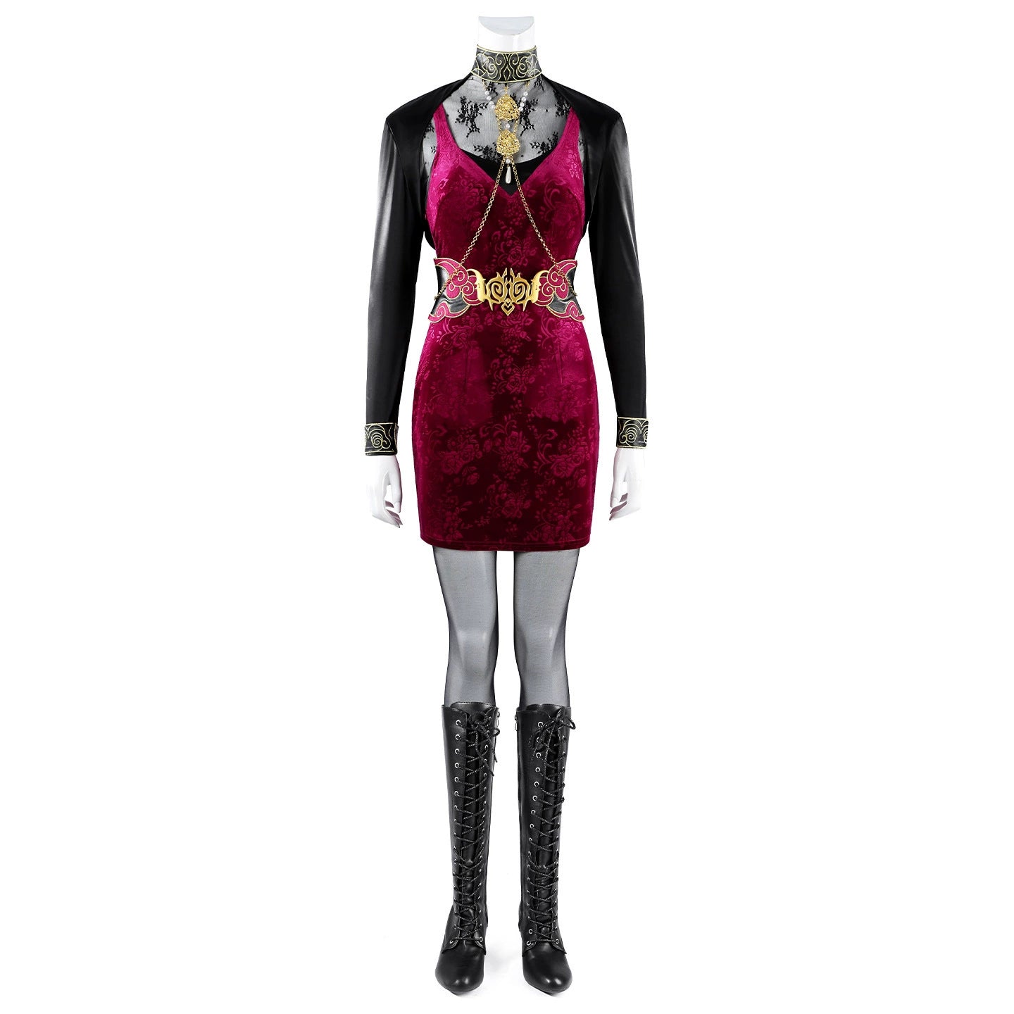 Ada Wong Resident Evil Kleid Cosplay Kostuem Damen Rot Schwarz