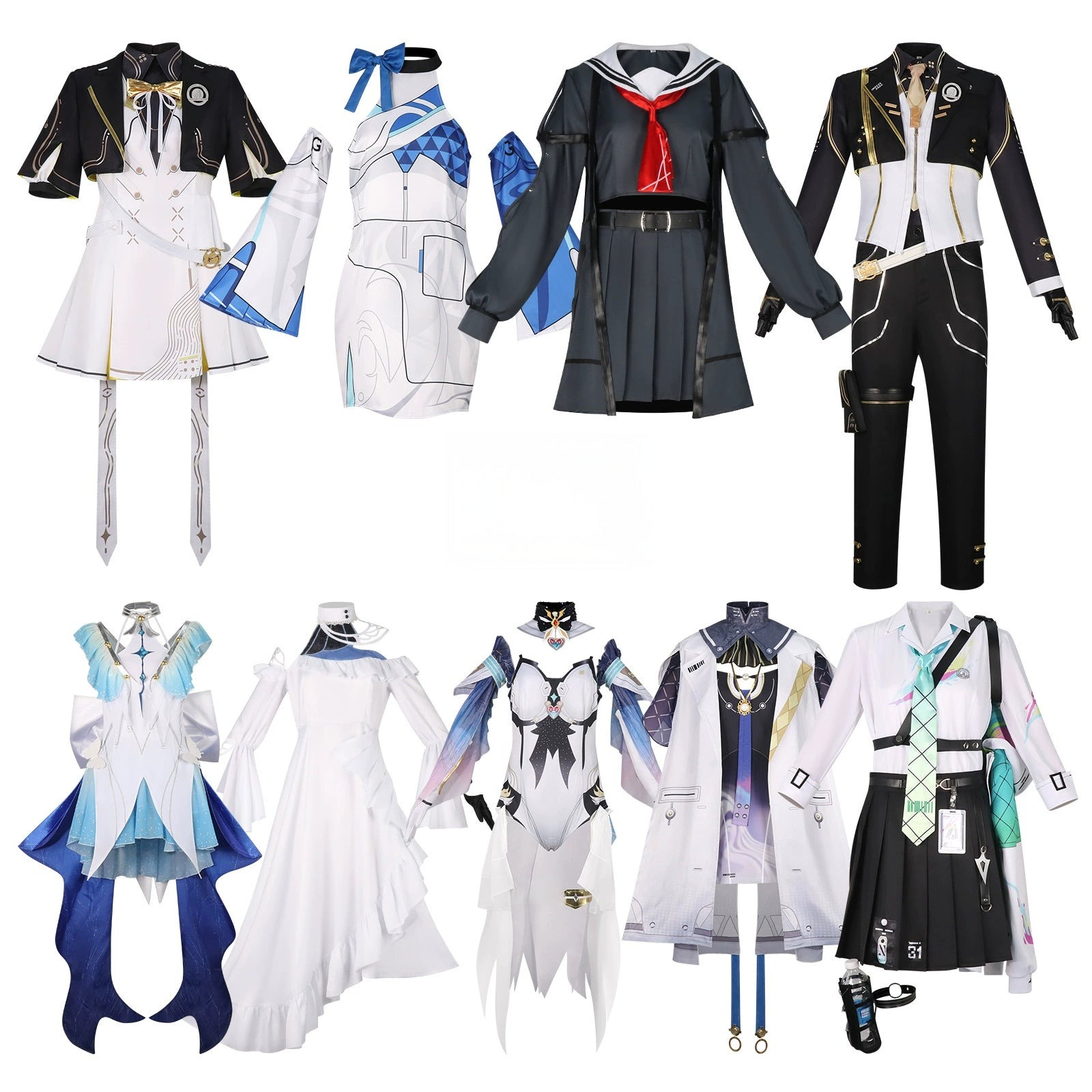 Wuthering Waves Uniform mit Jacke Cosplay Kostuem Damen Schwarz Weiß