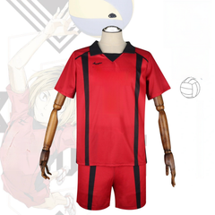 Kozume Kenma Haikyuu Volleyball-Trikot Cosplay Kostuem Damen Rot Schwarz