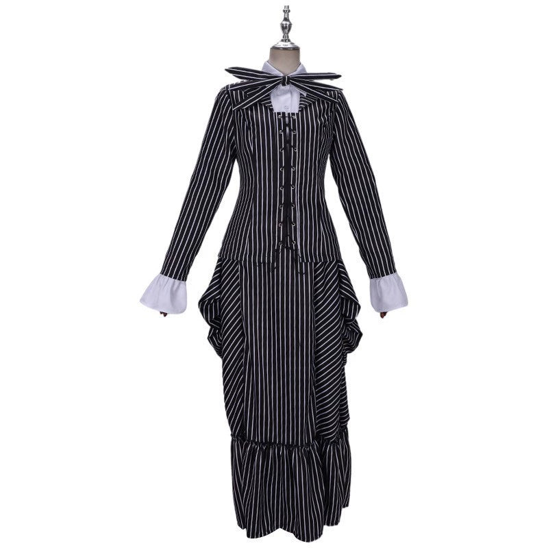 Jack Skellington The Nightmare Before Christmas Skeleton-Overall-Set Cosplay Kostuem Damen